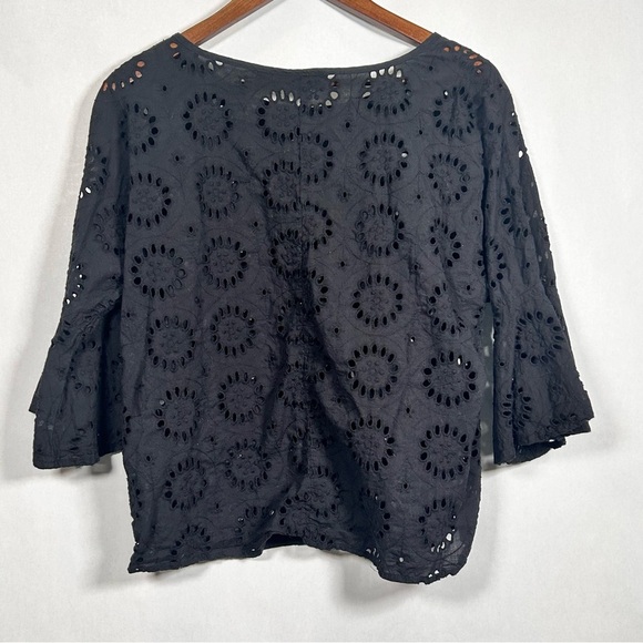 New York & Co Blake Eyelet 3/4 Sleeve Top - Picture 3 of 11